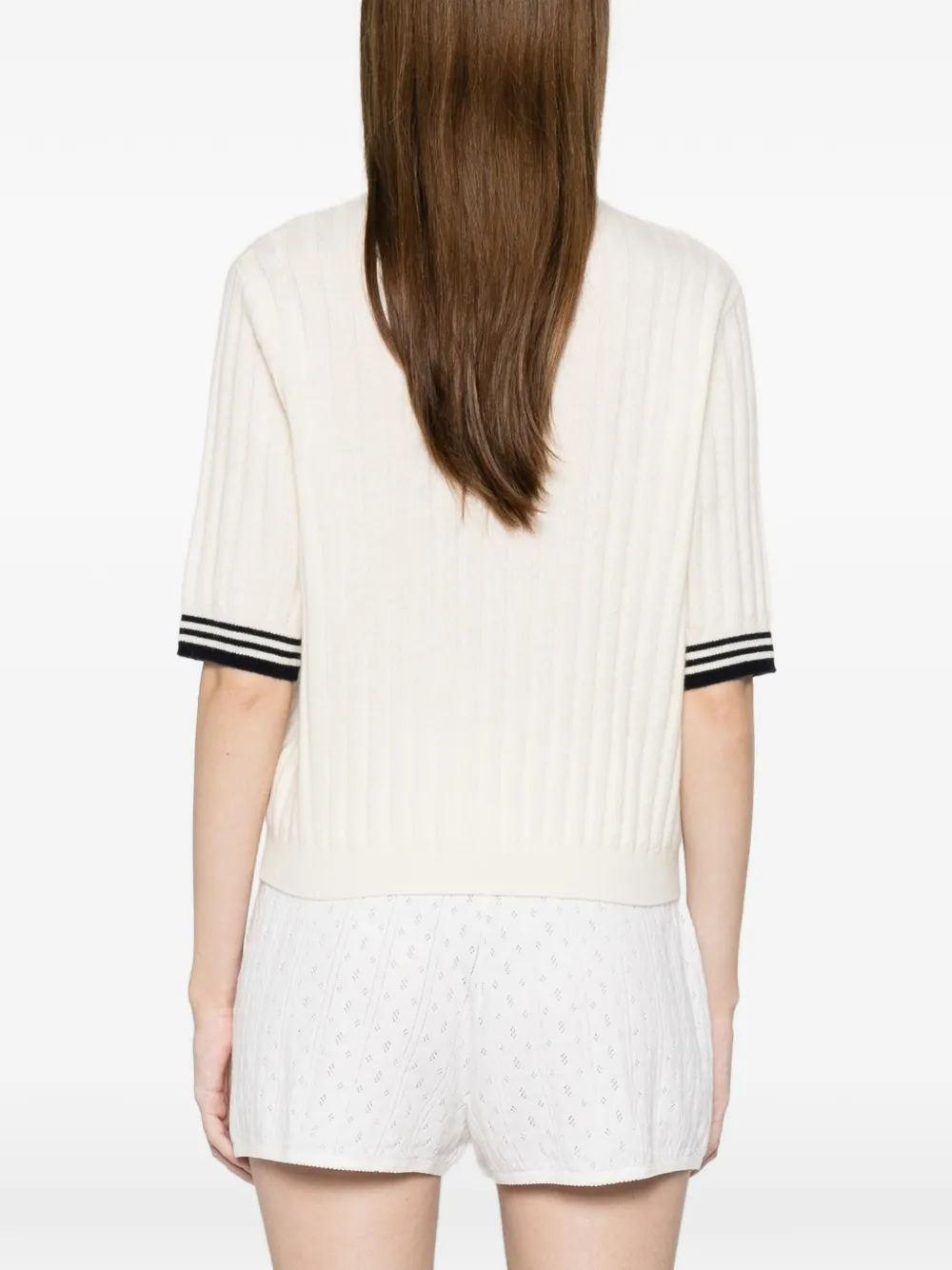 Striped-Detail Polo Top 