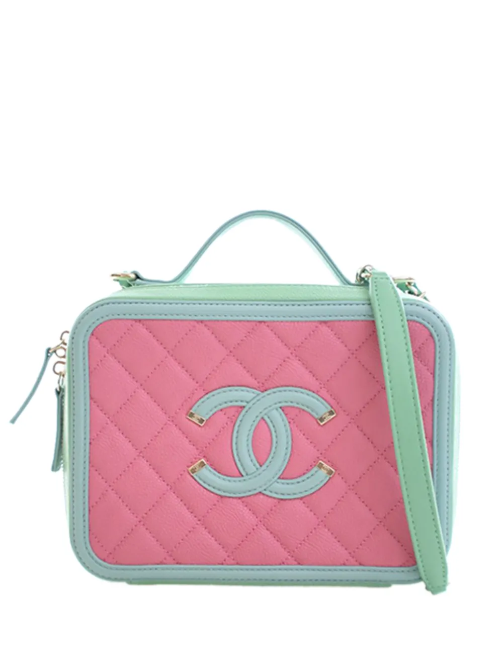 CHANEL Pre-Owned 2019 Medium Tricolor Caviar CC Filigree Vanity Case satchel - Rosa