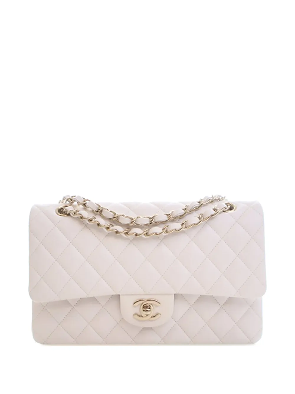 CHANEL Pre-Owned 2019 Medium Classic Caviar Double Flap shoulder bag - Bianco