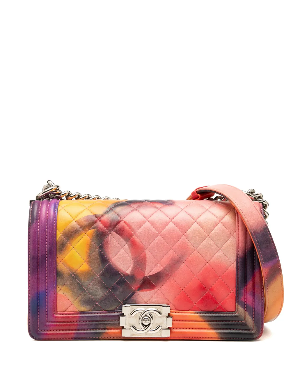 CHANEL Pre-Owned Borsa a tracolla Flower Power Boy media in pelle di agnello con battente 2014-2015 - Multicolore