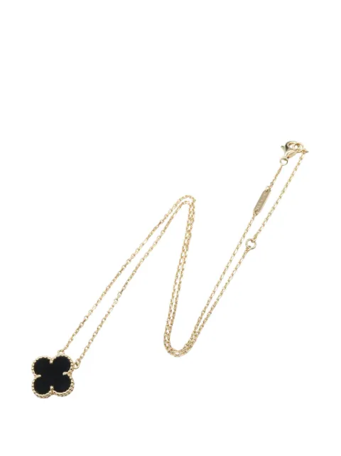 Van Cleef & Arpels Pre-Owned 2010-2025 18K Yellow Gold and Onyx Vintage Alhambra Pendant necklace