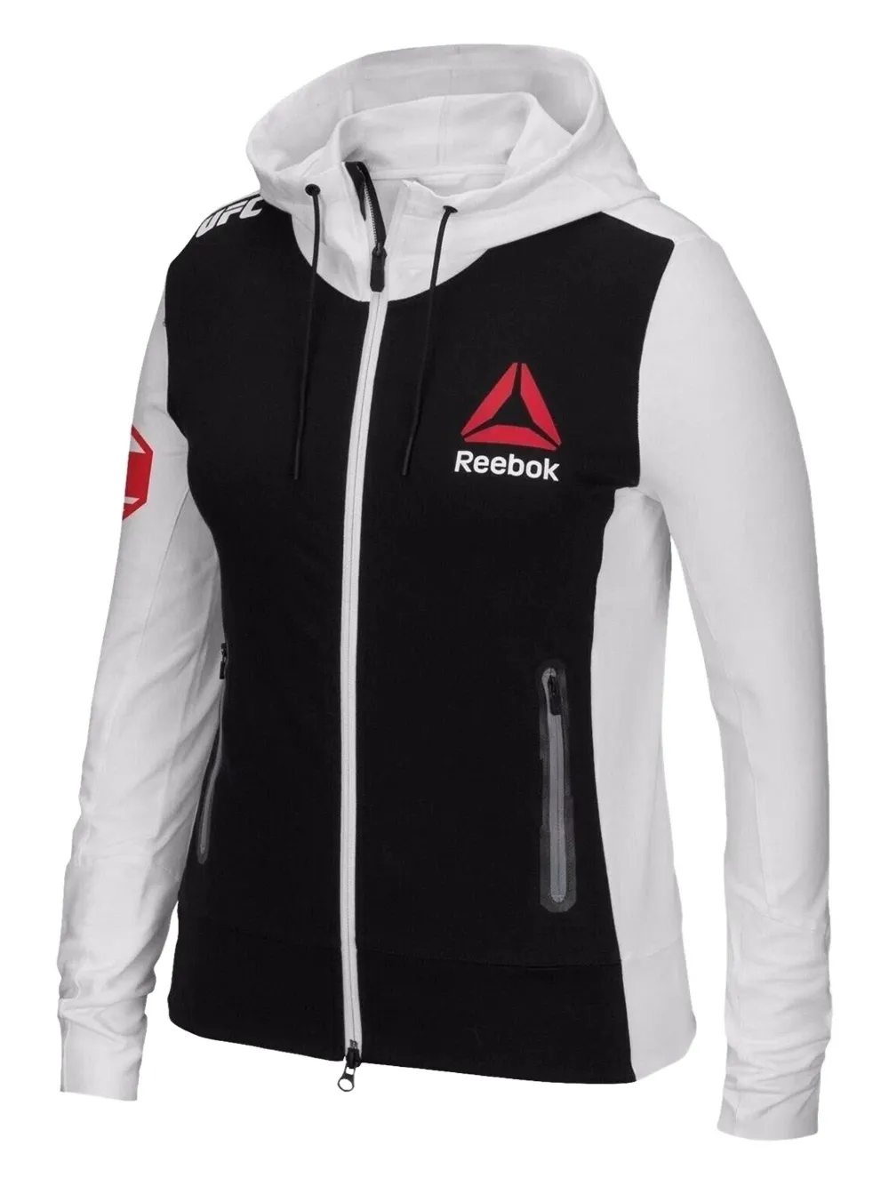 Reebok Kapuzenjacke mit Reißverschluss - Weiß