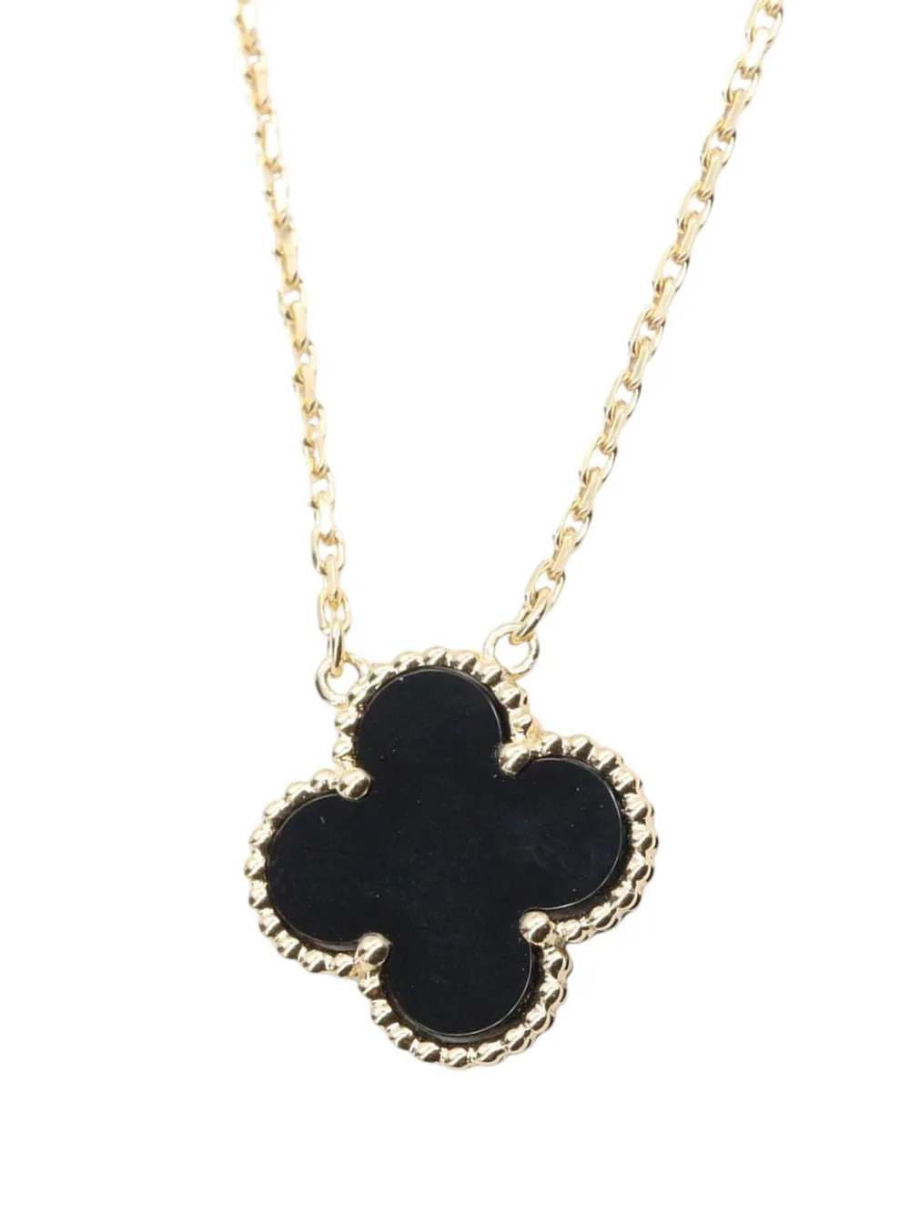 Van Cleef & Arpels Pre-Owned 2013-2014 18K Yellow Gold and Onyx Vintage Alhambra Pendant necklace - Nero