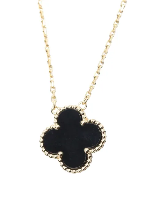 Van Cleef & Arpels Pre-Owned 2013-2014 18K Yellow Gold and Onyx Vintage Alhambra Pendant necklace