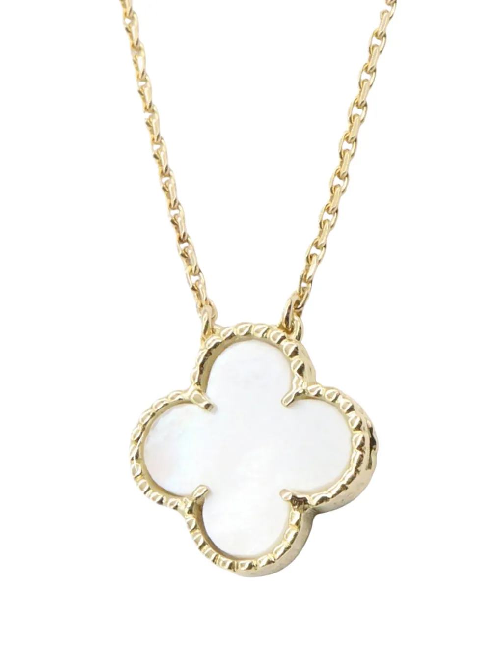 Pre-owned Van Cleef & Arpels 2010-2025 18k Yellow Gold And Mother Of Pearl Vintage Alhambra Necklace In White