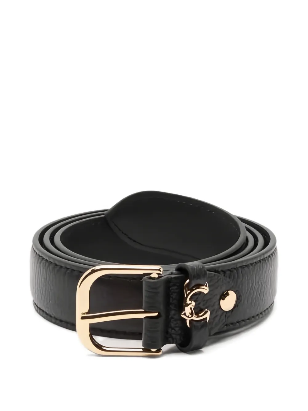 Coccinelle Buckle Logo-charm Belt In Black