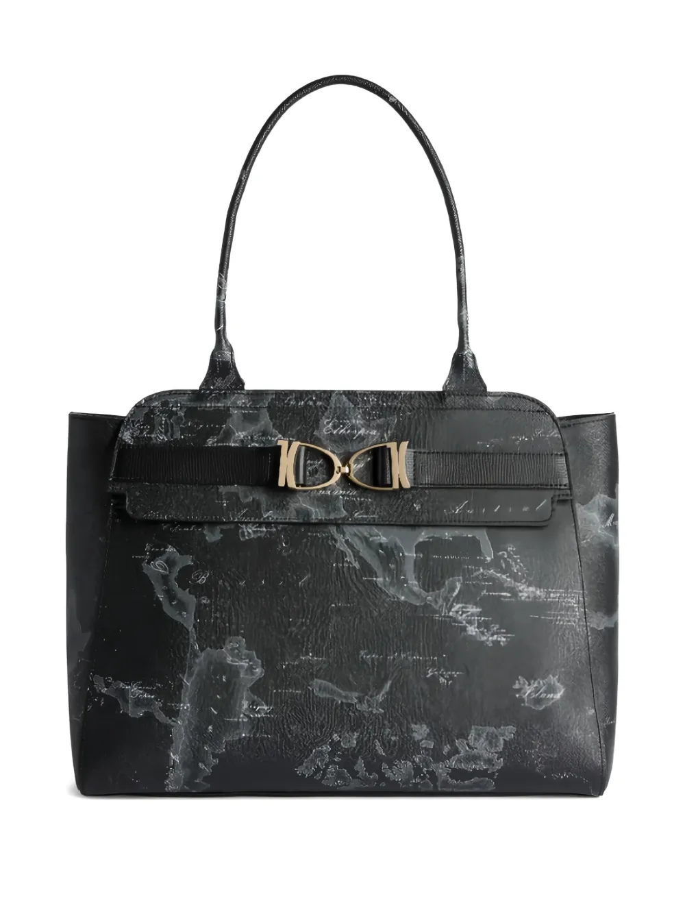 ALVIERO MARTINI 1° CLASSE world-map buckle tote bag - Nero