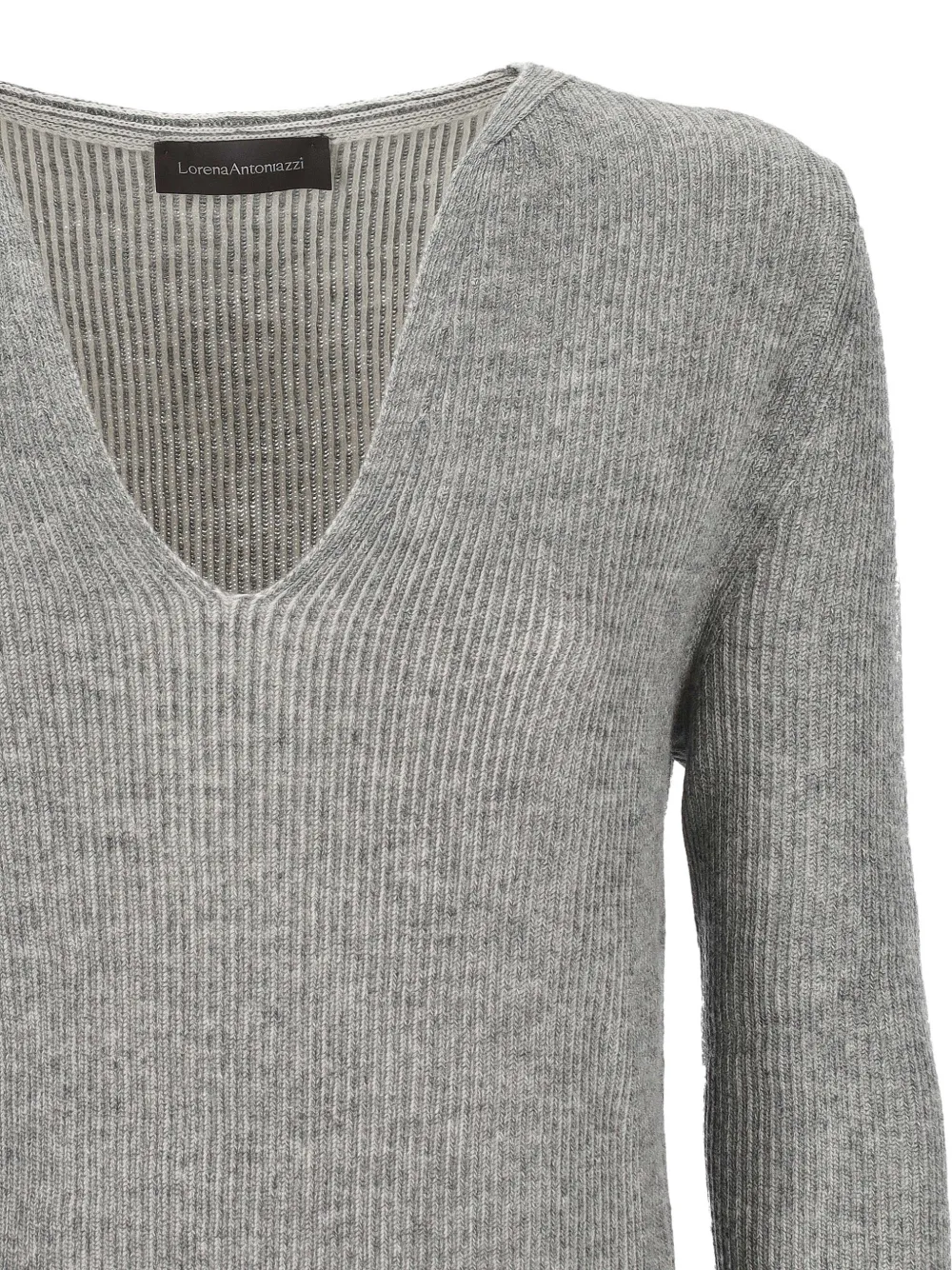  Lorena Antoniazzi V-neck Ribbed-knit Sweater - Grey 