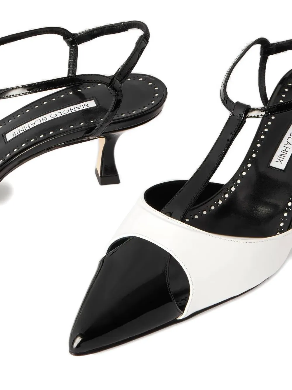 Manolo Blahnik Turgimod T-strap pointed pumps Zwart