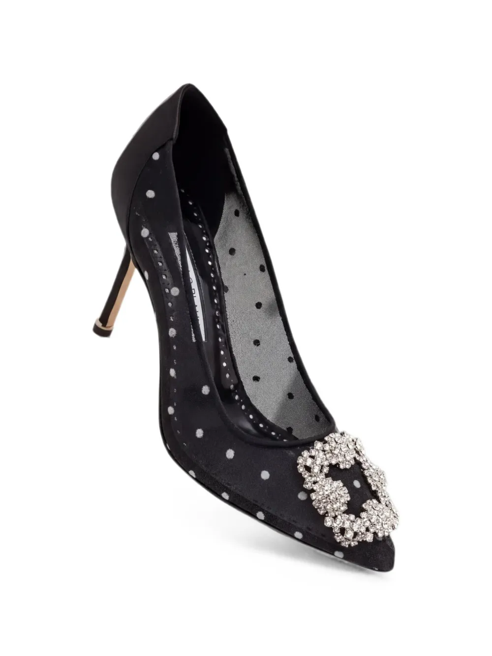 Manolo Blahnik Hangisi polka-dot mesh pumps Zwart