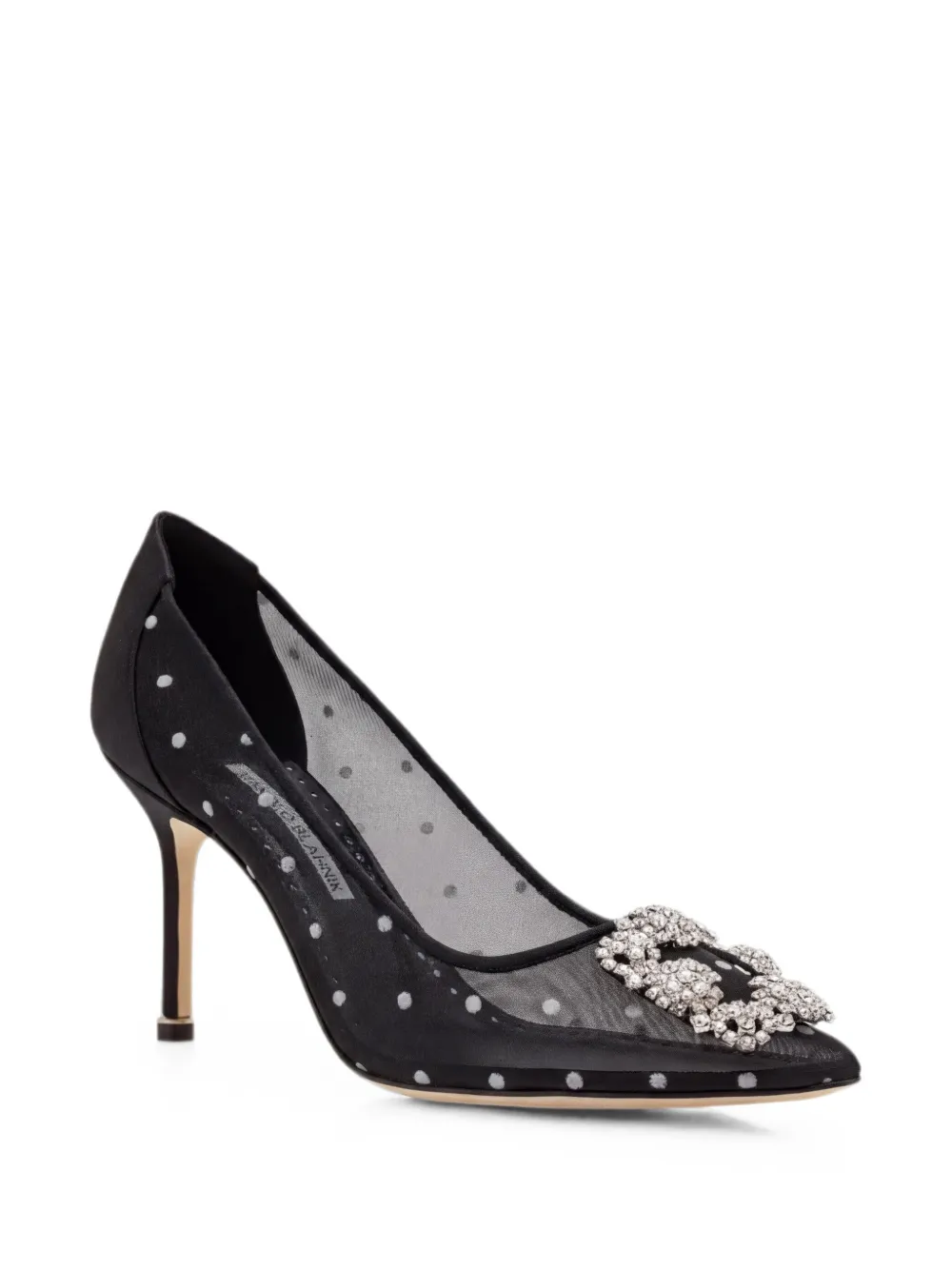 Manolo Blahnik Hangisi polka-dot mesh pumps Zwart