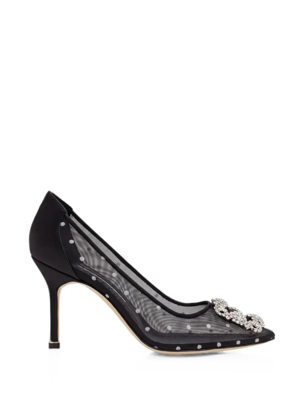 Manolo Blahnik Hangisi polka-dot mesh pumps Zwart