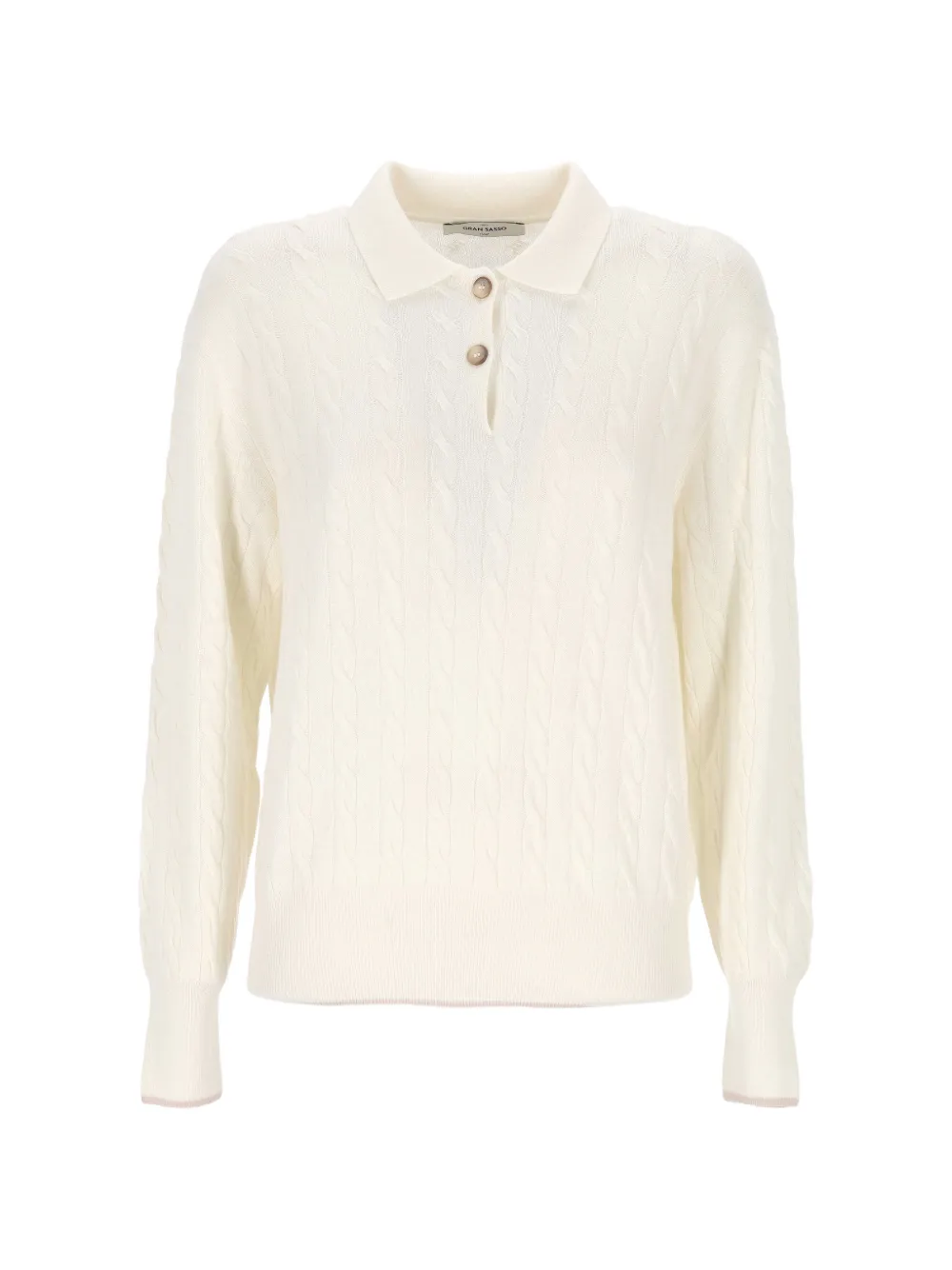 Gran Sasso cable-knit polo sweater - Bianco