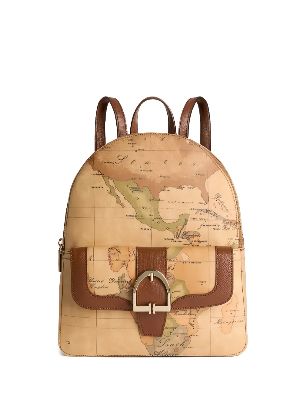 ALVIERO MARTINI 1° CLASSE buckle map-print backpack - Toni neutri