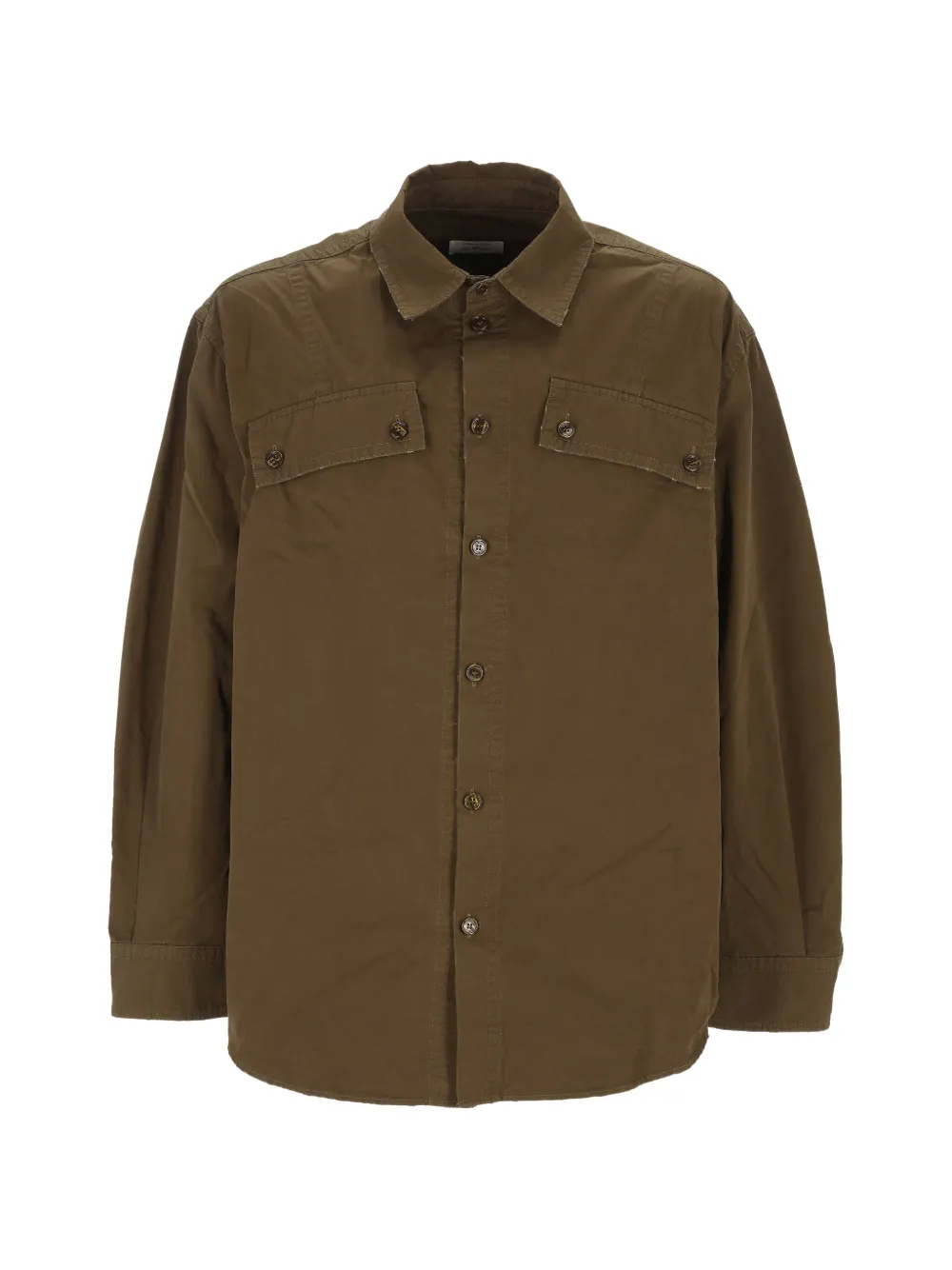 Off-White logo-print flap-pocket shirt - Braun