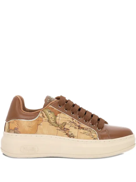 ALVIERO MARTINI 1° CLASSE map-print leather sneakers