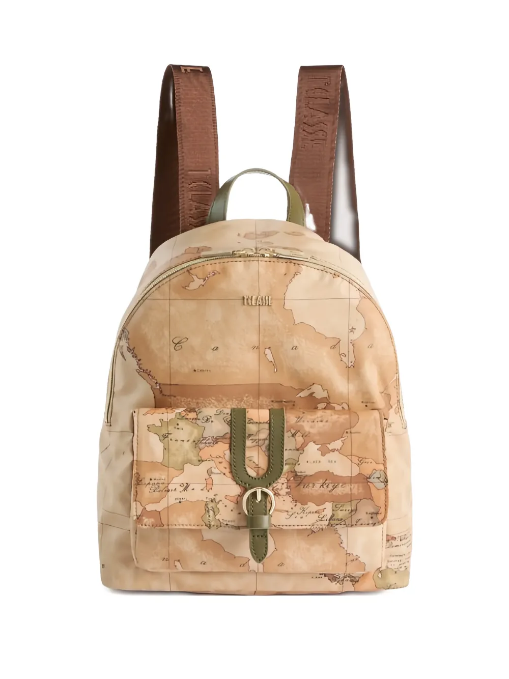 ALVIERO MARTINI 1° CLASSE map-print buckle backpack - Toni neutri