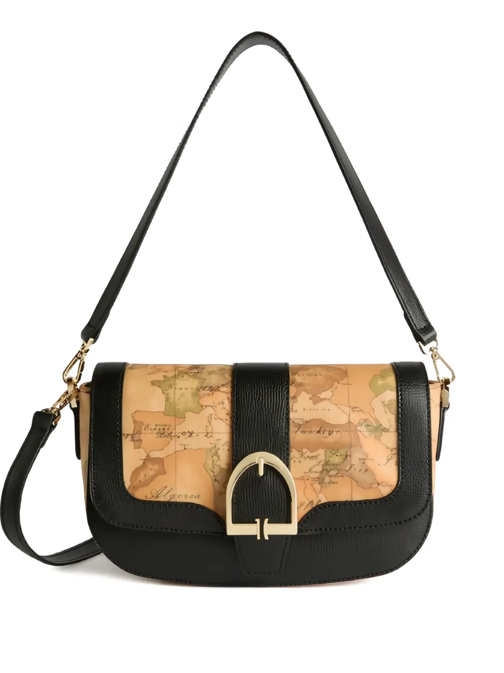ALVIERO MARTINI 1° CLASSE Valley Geo map-print buckle tote bag - Toni neutri