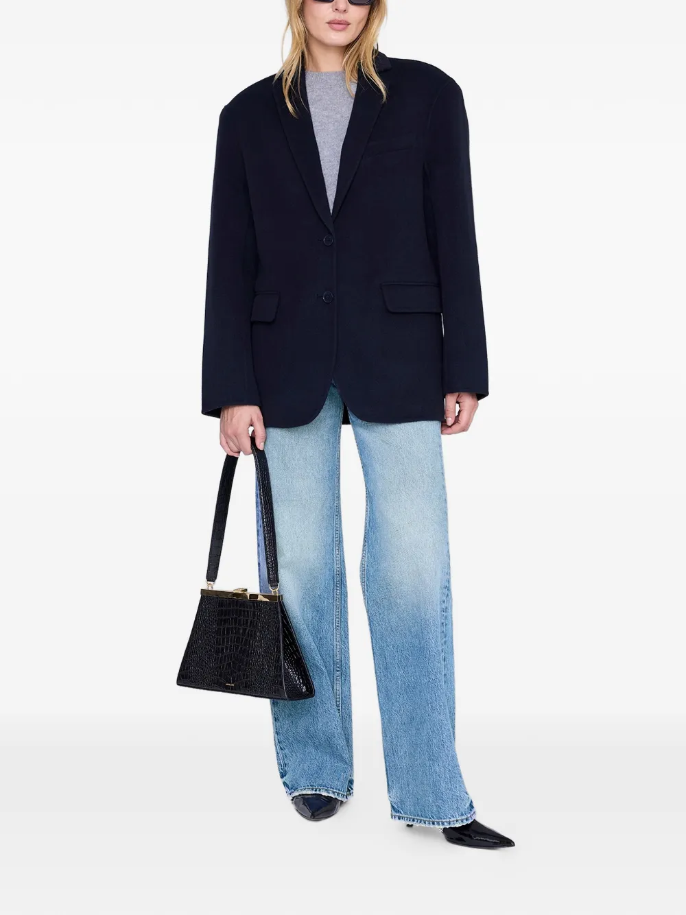  Anine Bing Quinn Buttoned Blazer - Blue 