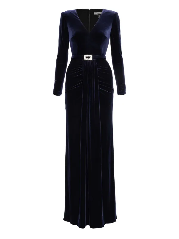 chinese dress ladies Royal Blue Velvet Halter Maxi Dress – Selene Dress main image 0