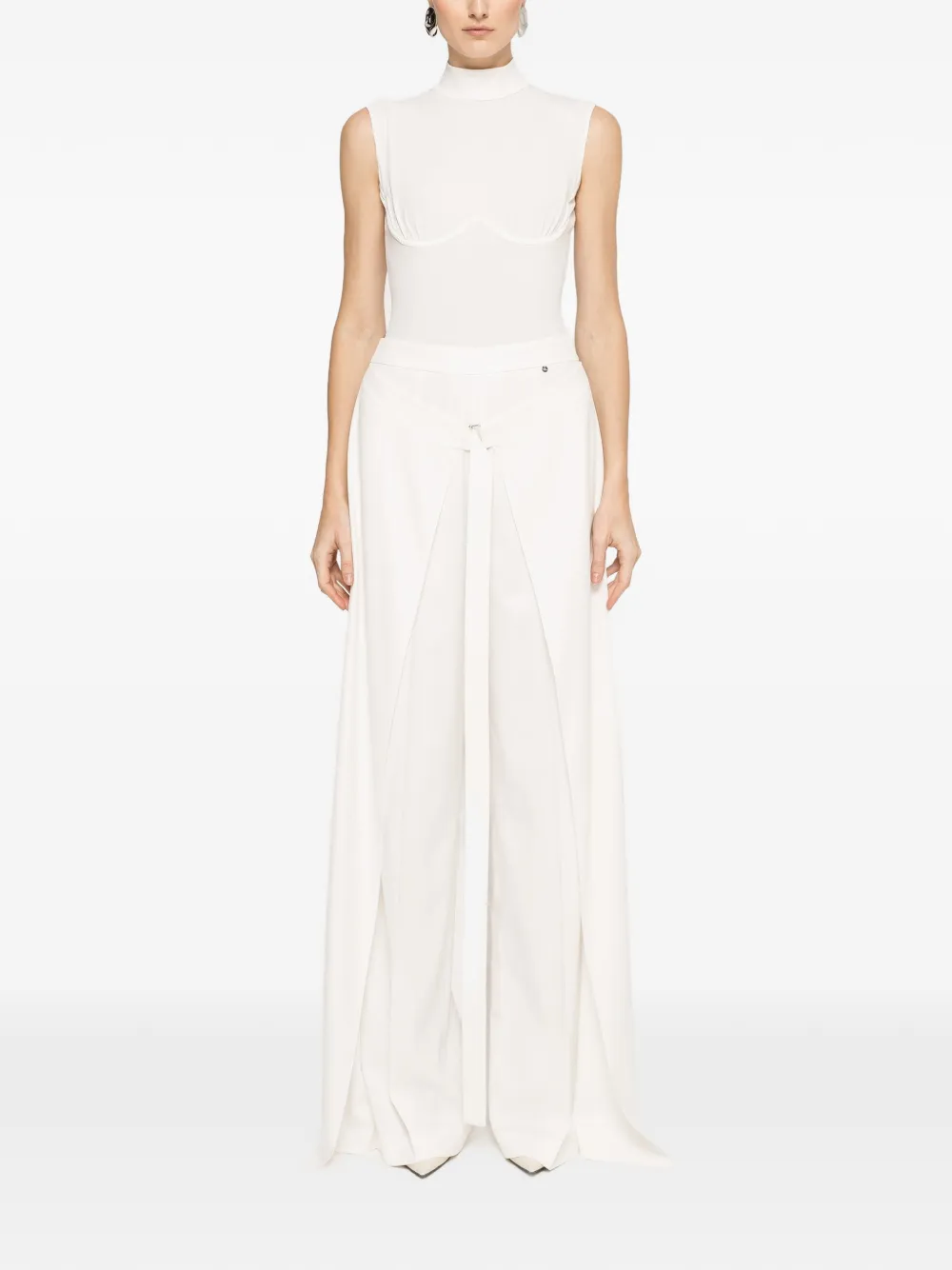 NISSA layered wide-leg trousers - Wit