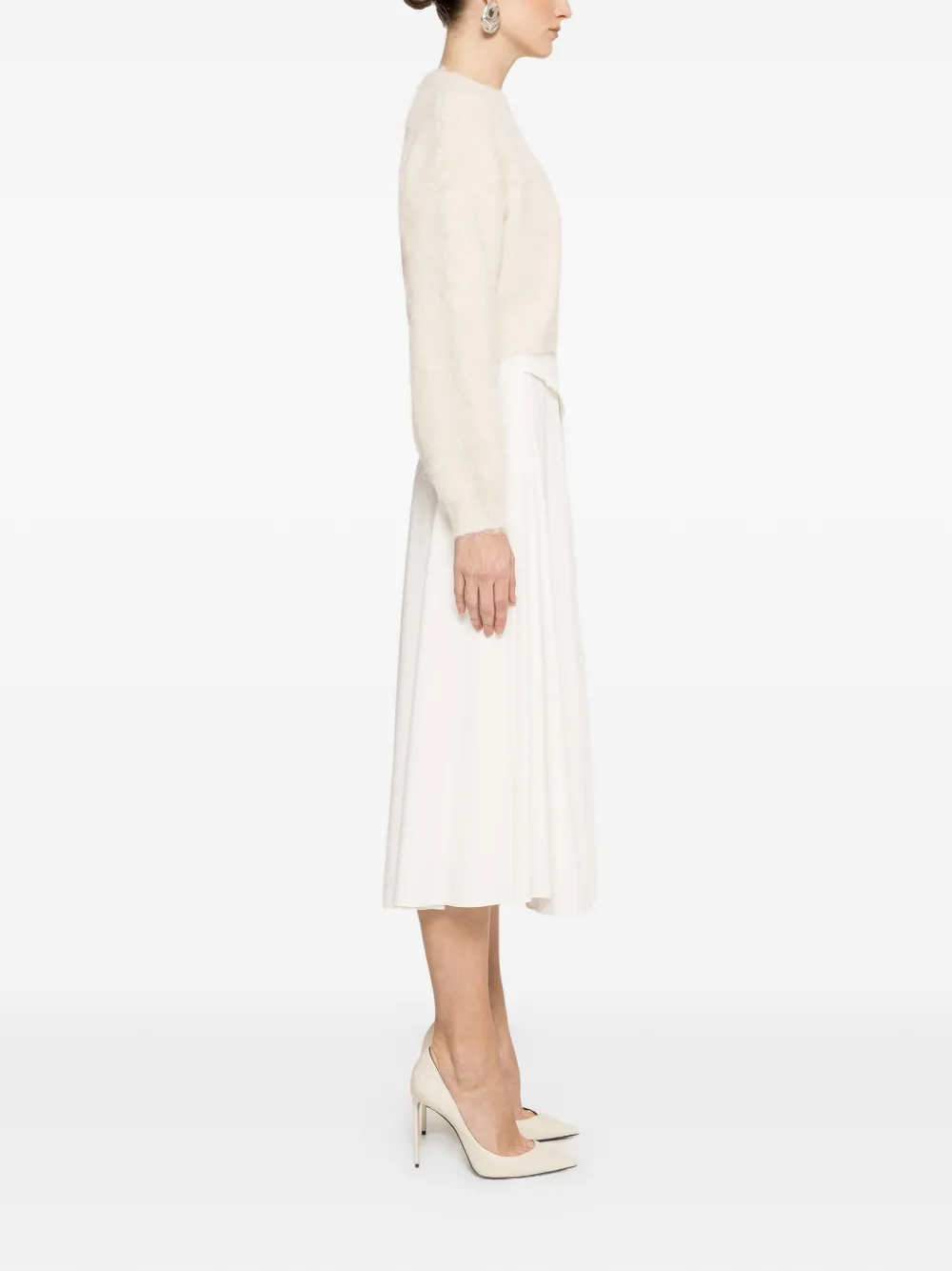  Nissa Buttoned Asymmetric Skirt - White 