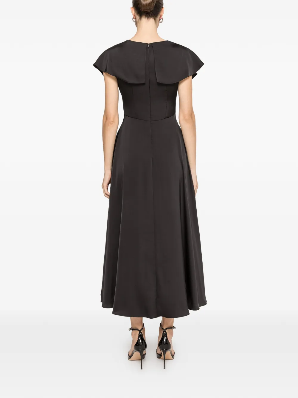 Ruffled Belted Satin Dress