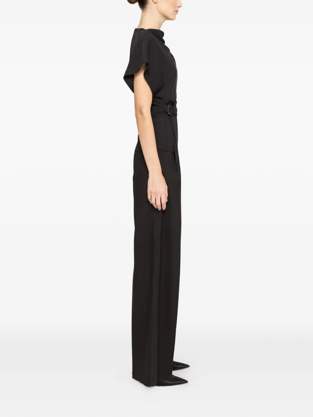  Nissa Draped Belted Top - Black 