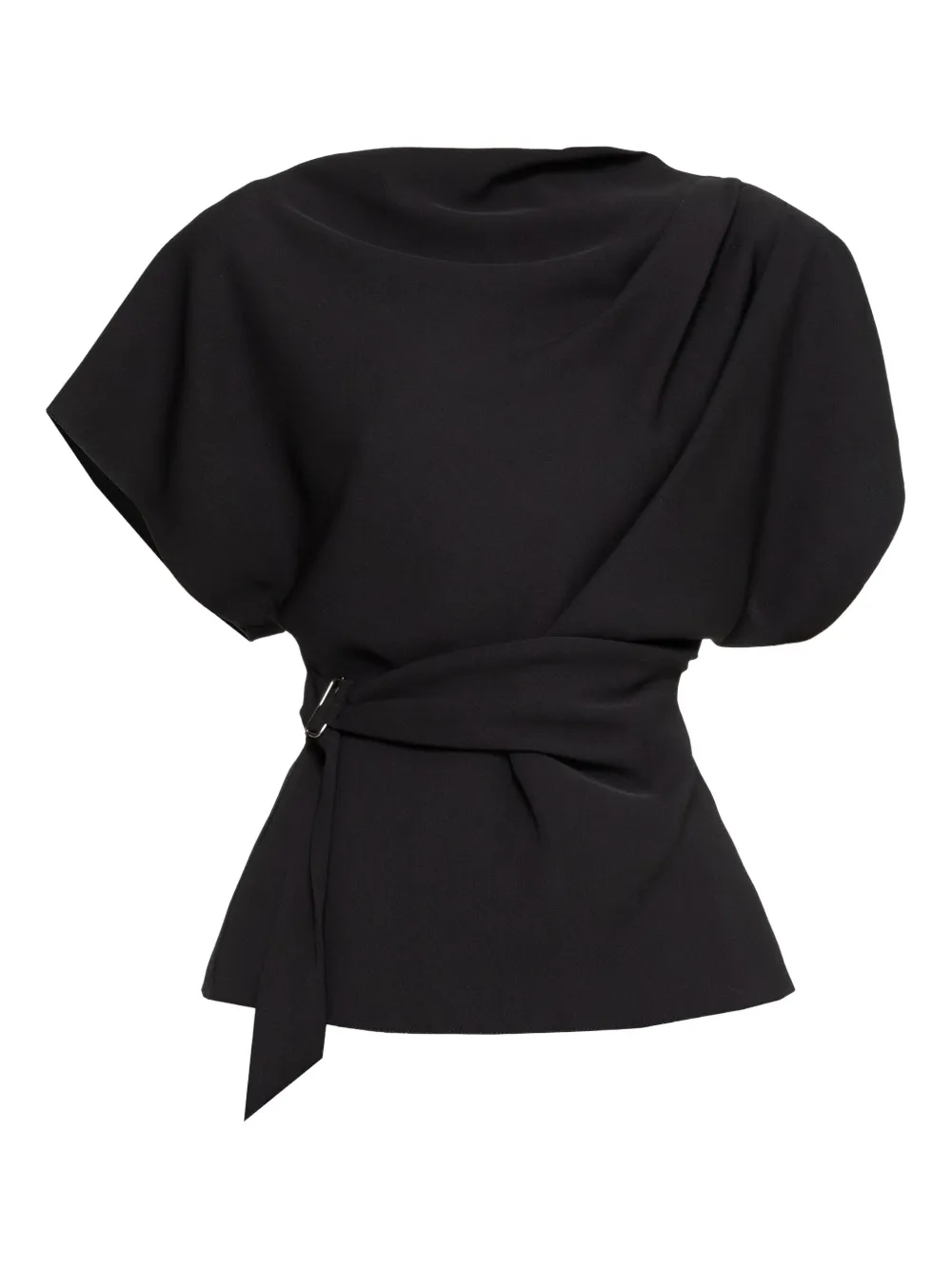 NISSA draped belted top - Nero