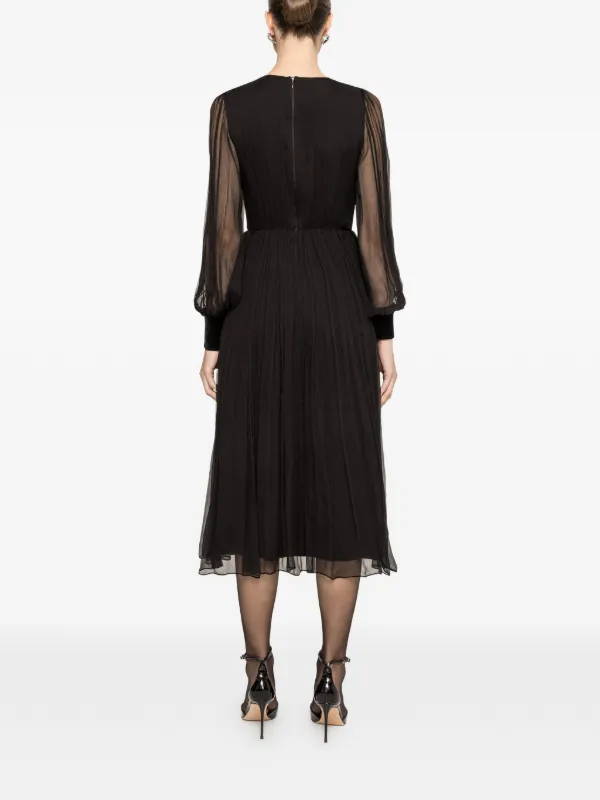 NISSA Velvet Bow Midi Dress | Black | FARFETCH