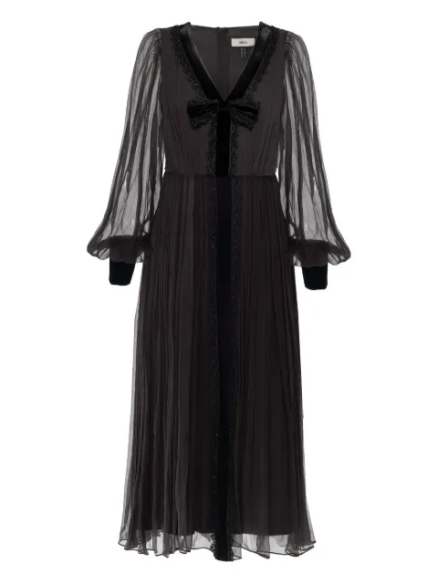 NISSA velvet bow midi dress