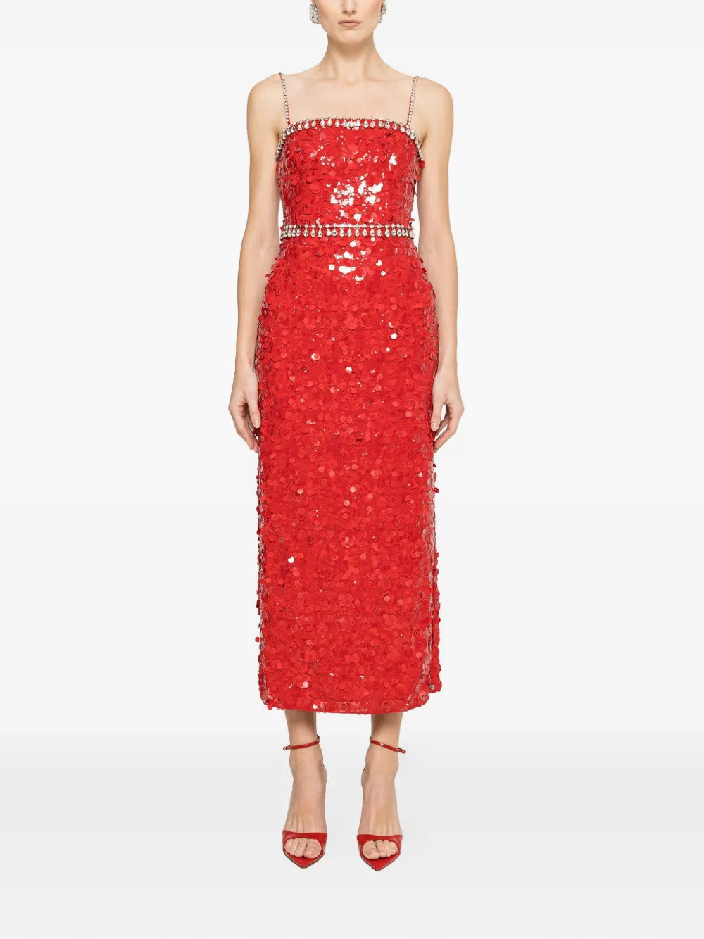 NISSA crystal-embellished sequin dress - Rood
