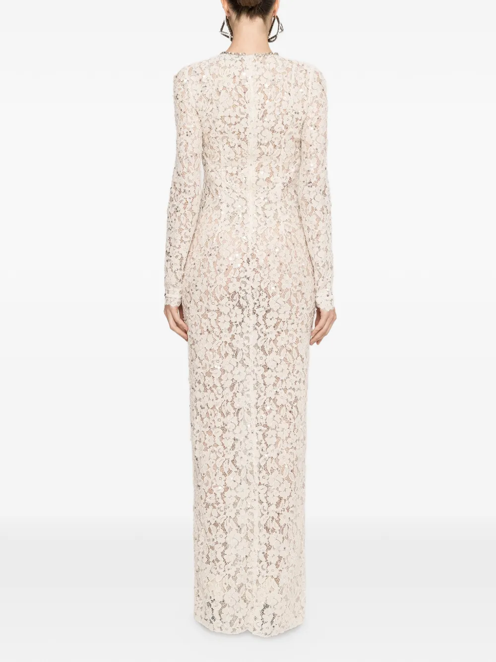 NISSA Maxi-jurk met pailletten en kant Wit