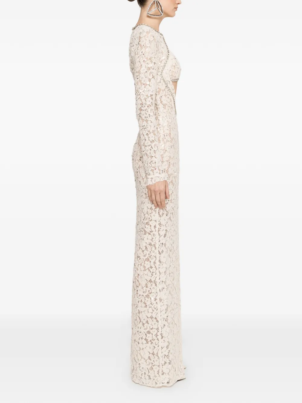 NISSA Maxi-jurk met pailletten en kant Wit