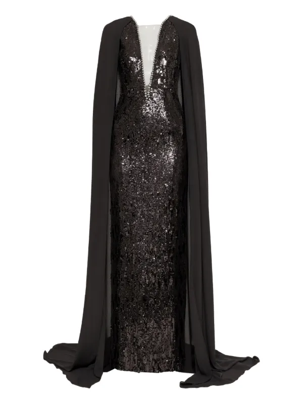 black maxi cape dress BLACK STRAPLESS BUSTIER VELVET GOWN WITH LONG CAPE | CULT MIA