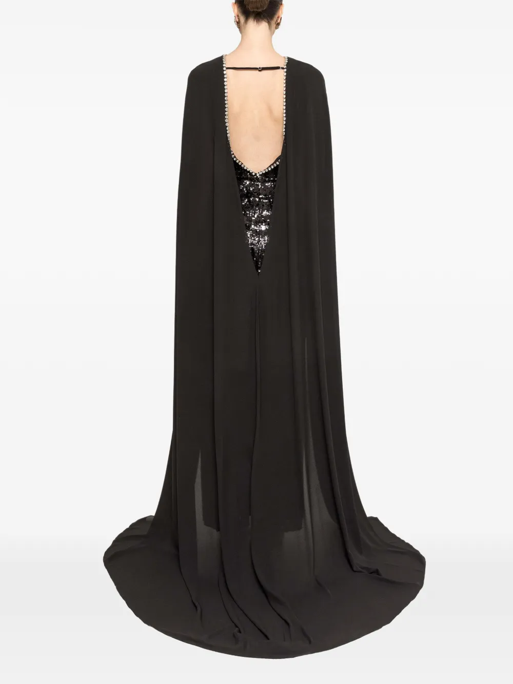 Sequined Cape Maxi Dress