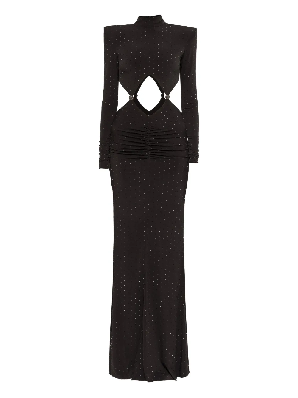 NISSA rhinestone-embellished cut-out maxi dress - Nero