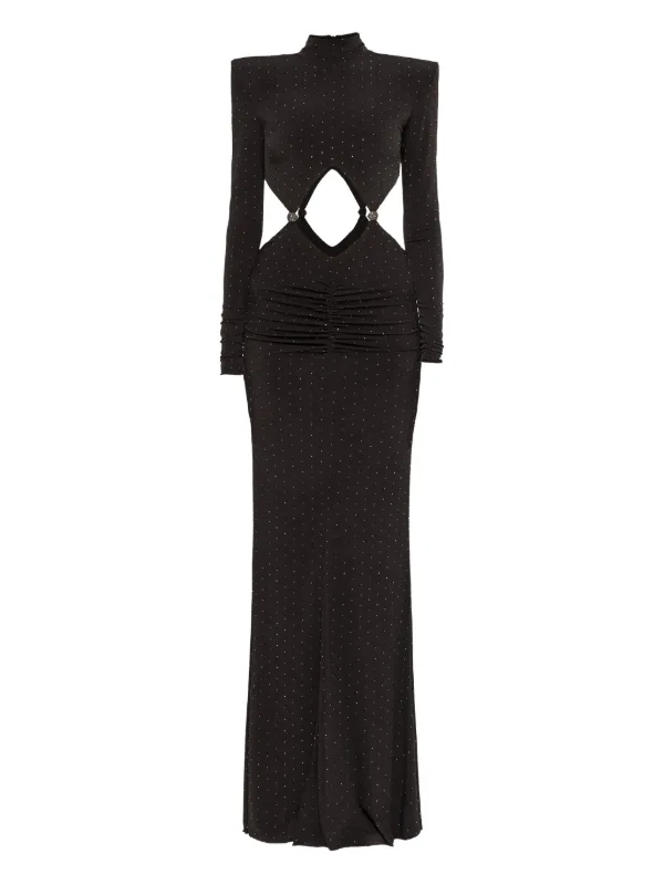 white christmas dresses Black Embellished Cut-out Maxi Dress – CHICIDA main image 1