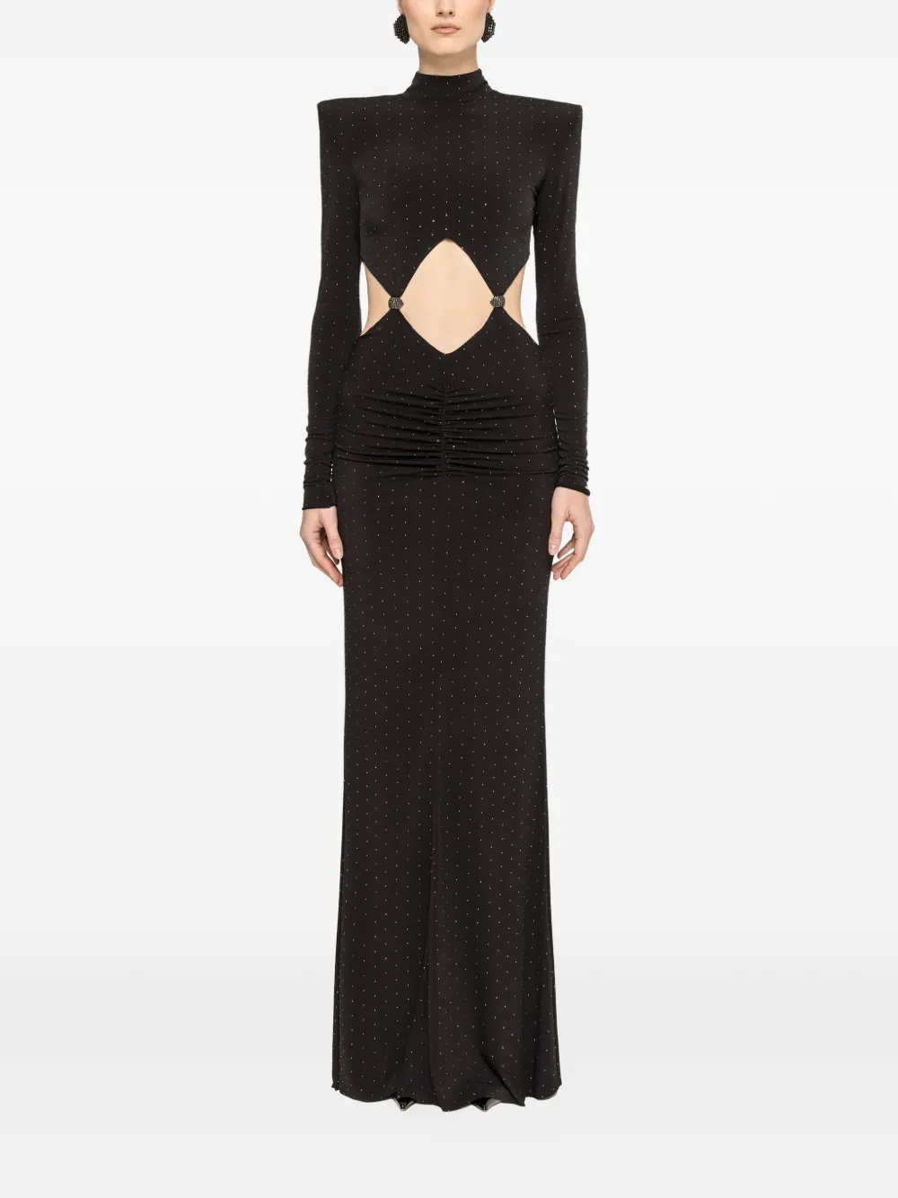 NISSA rhinestone-embellished cut-out maxi dress - Zwart