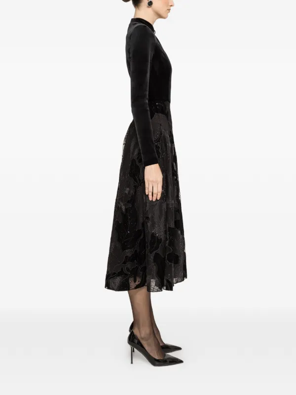 velvet embroidered midi dress Cherry Velvet Midi Dress– Teuta Matoshi main image 1