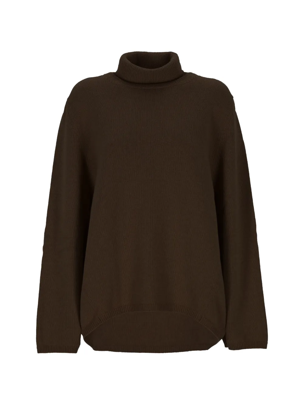 Lorena Antoniazzi roll-neck asymmetric-hem knit - Marrone