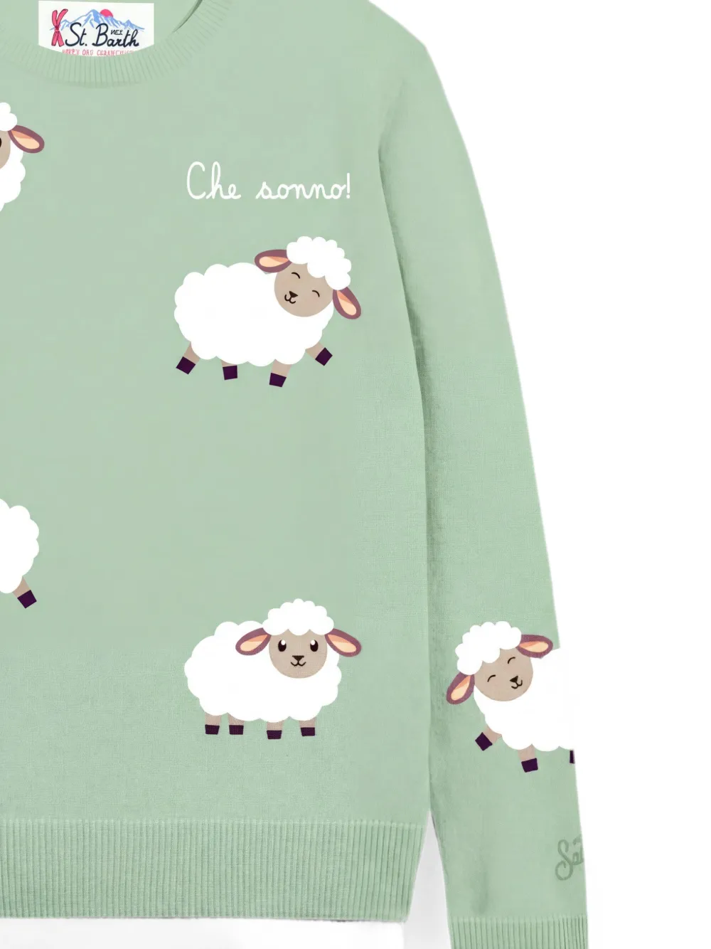 MC2 Saint Barth Kids Gebreide trui met schapen-intarsia Groen