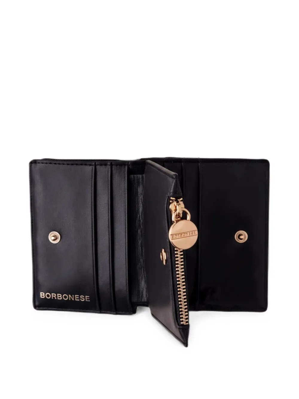 Borbonese logo-plaque pebbled-texture wallet Zwart