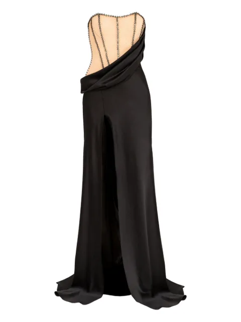 NISSA crystal-embellished satin maxi dress