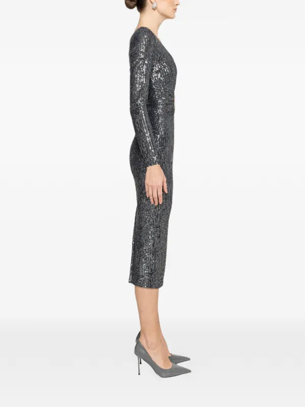 grey sequin midi dress NISSA Sequined | *sb18376*