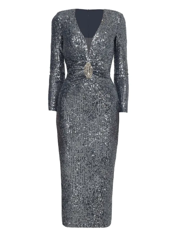 grey sequin midi dress NISSA sequined *sb18376*