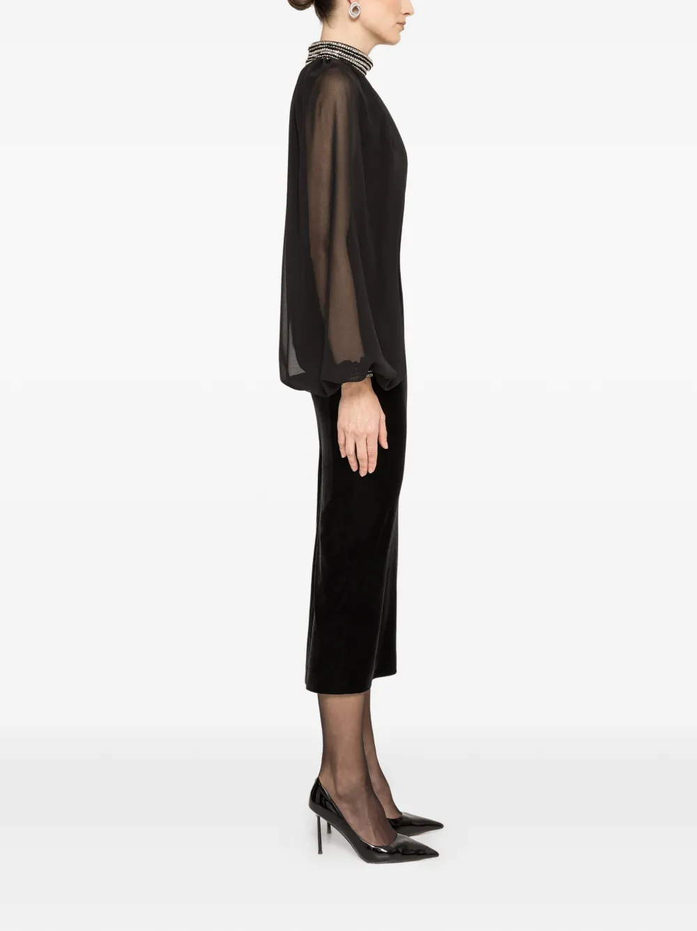 NISSA Jurk verfraaid met kristallen Zwart