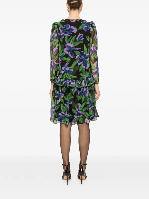 NISSA floral-appliqu Mini Dress | Black | FARFETCH