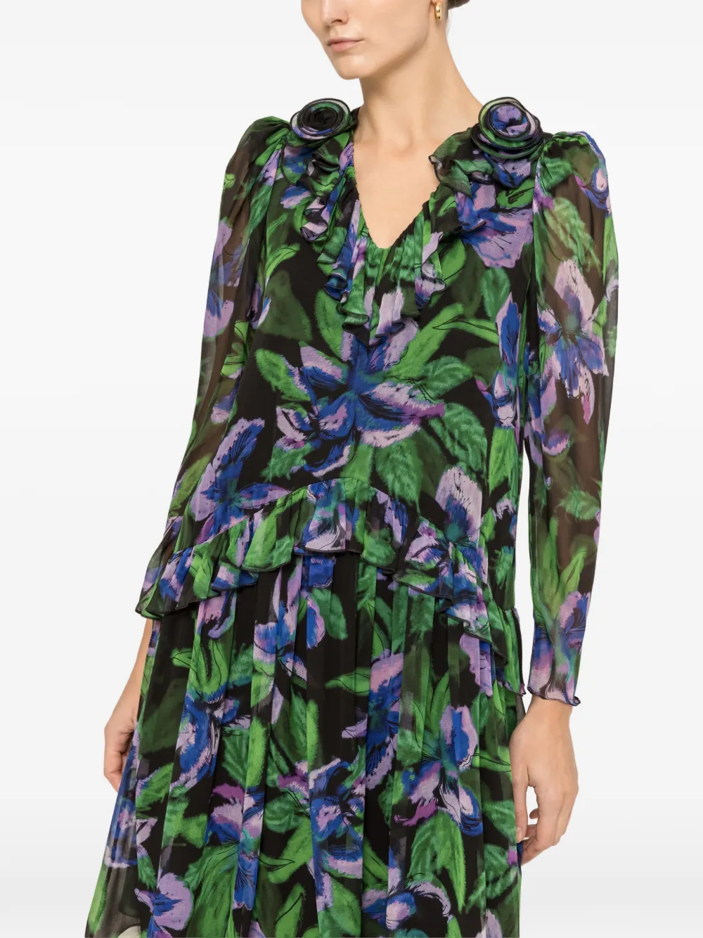 NISSA Jurk met bloemenpatch Zwart