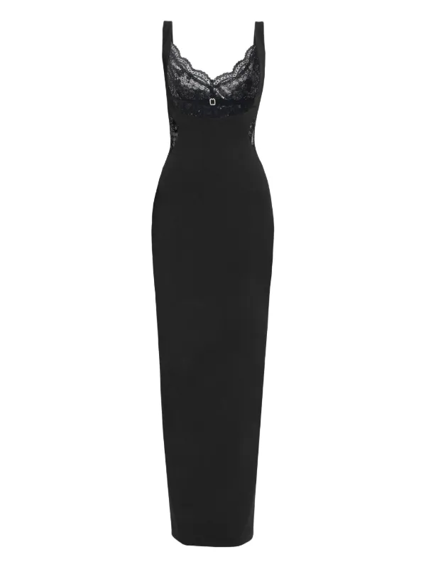 NISSA Lace Sequin Maxi Dress | Black | FARFETCH